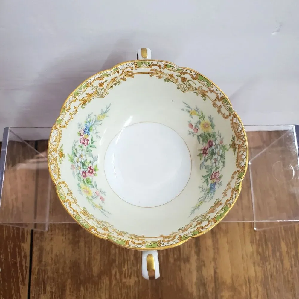 Vintage Noritake Veona Cream Soup Bowls Set of 3 Double Handle Porcelain Japan